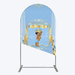 Lofaris A Little Prince Royal Blue Baby Shower Arch Backdrop Diamond and Gold Crown Party Cover