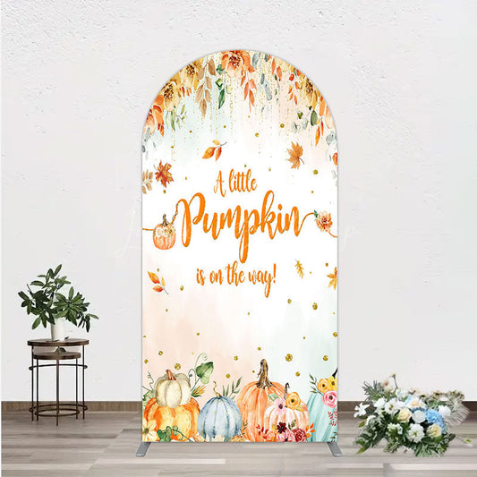 Lofaris A Little Pumpkin is on the Way Arch Backdrop Autumn Watercolor Floral Fall Baby Shower Party Decor