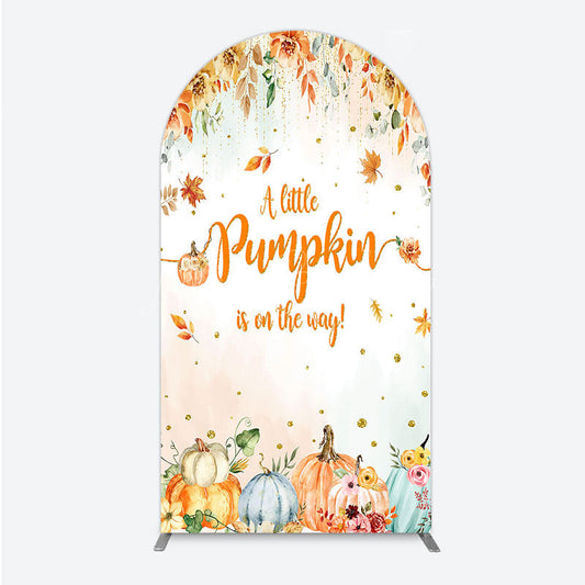 Lofaris A Little Pumpkin is on the Way Arch Backdrop Autumn Watercolor Floral Fall Baby Shower Party Decor