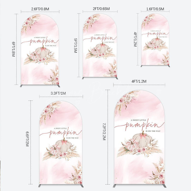 Lofaris A Little Pumpkin is on the Way Arch Backdrop Boho Pink Floral Baby Shower Fall Pampas Grass Party Decor