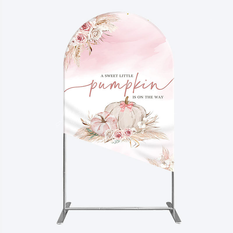Lofaris A Little Pumpkin is on the Way Arch Backdrop Boho Pink Floral Baby Shower Fall Pampas Grass Party Decor