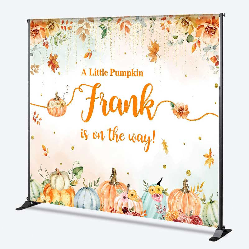 Lofaris A Little Pumpkin is on the Way Custom Backdrop Autumn Floral with Gold Glitter Fall Themed Baby Shower Decor