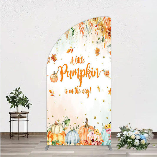Lofaris A Little Pumpkin is on the Way Half Moon Arch Backdrop Autumn Watercolor Floral Fall Baby Shower Party Decor