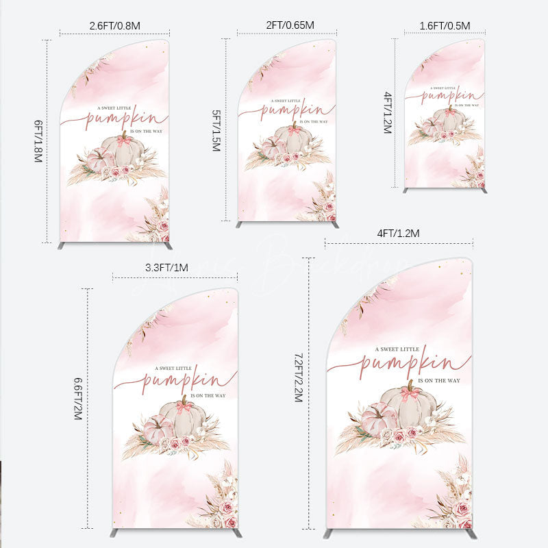 Lofaris A Little Pumpkin is on the Way Half Moon Arch Backdrop Boho Pink Floral Baby Shower Fall Pampas Grass Party Decor