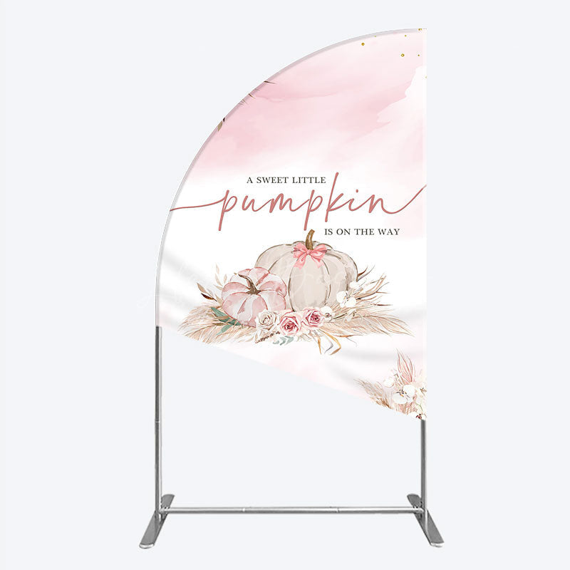 Lofaris A Little Pumpkin is on the Way Half Moon Arch Backdrop Boho Pink Floral Baby Shower Fall Pampas Grass Party Decor