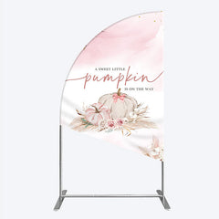 Lofaris A Little Pumpkin is on the Way Half Moon Arch Backdrop Boho Pink Floral Baby Shower Fall Pampas Grass Party Decor