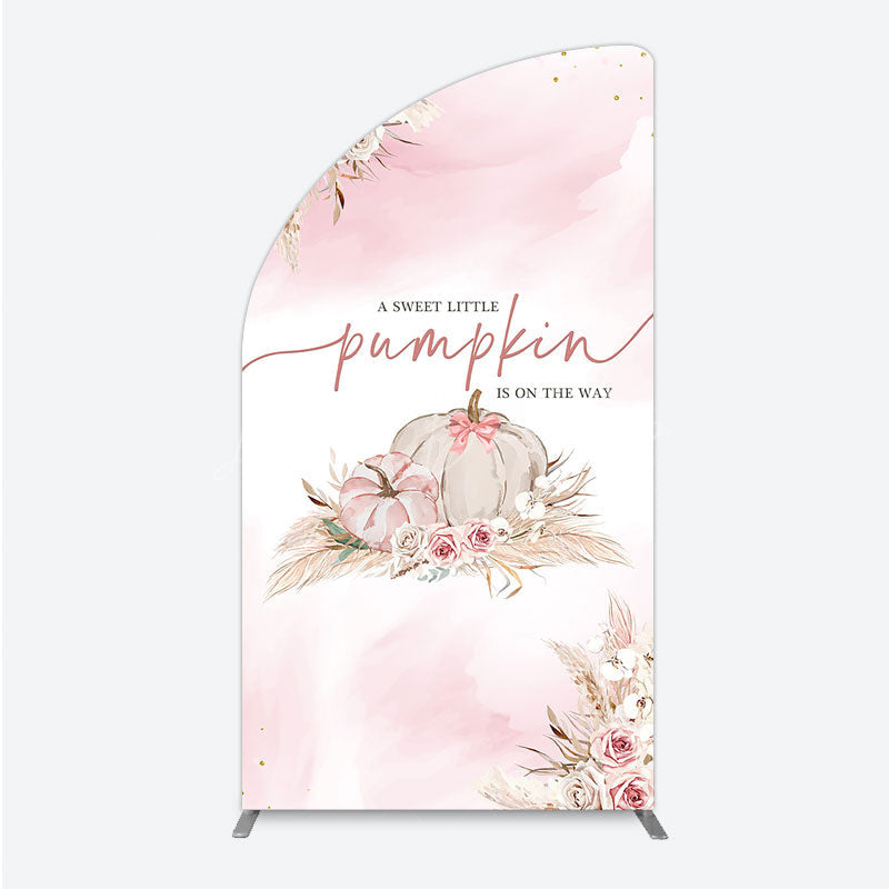 Lofaris A Little Pumpkin is on the Way Half Moon Arch Backdrop Boho Pink Floral Baby Shower Fall Pampas Grass Party Decor