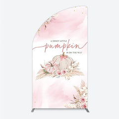 Lofaris A Little Pumpkin is on the Way Half Moon Arch Backdrop Boho Pink Floral Baby Shower Fall Pampas Grass Party Decor
