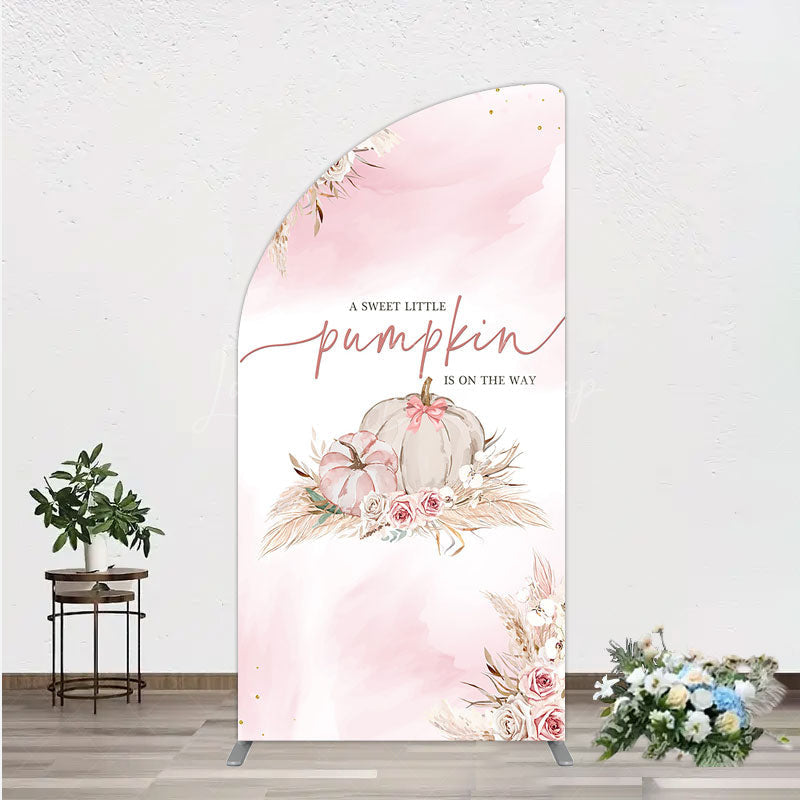 Lofaris A Little Pumpkin is on the Way Half Moon Arch Backdrop Boho Pink Floral Baby Shower Fall Pampas Grass Party Decor