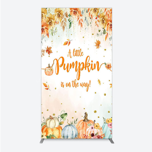 Lofaris A Little Pumpkin is on the Way Rectangle Backdrop Autumn Watercolor Floral Fall Baby Shower Party Decor