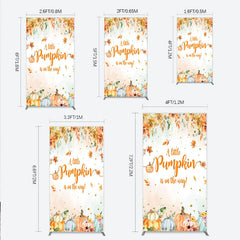 Lofaris A Little Pumpkin is on the Way Rectangle Backdrop Autumn Watercolor Floral Fall Baby Shower Party Decor