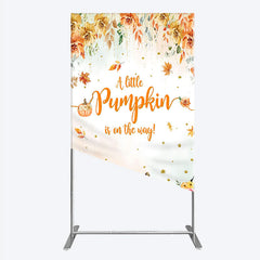 Lofaris A Little Pumpkin is on the Way Rectangle Backdrop Autumn Watercolor Floral Fall Baby Shower Party Decor