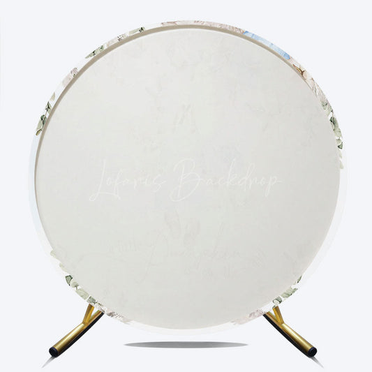 Lofaris A Little Pumpkin is on the Way Round Backdrop Blue and White Decor Boho Boy Baby Shower Photo Prop