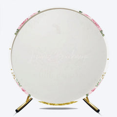 Lofaris A Little Pumpkin is on the Way Round Backdrop Pink Floral and Gold Glitter Girl Baby Shower Party Decor