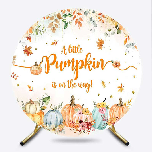 Lofaris A Little Pumpkin is on the Way Round Backdrop Watercolor Autumn Pumpkins Fall Themed Baby Shower Photo Prop