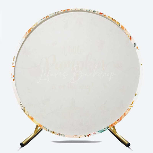 Lofaris A Little Pumpkin is on the Way Round Backdrop Watercolor Autumn Pumpkins Fall Themed Baby Shower Photo Prop