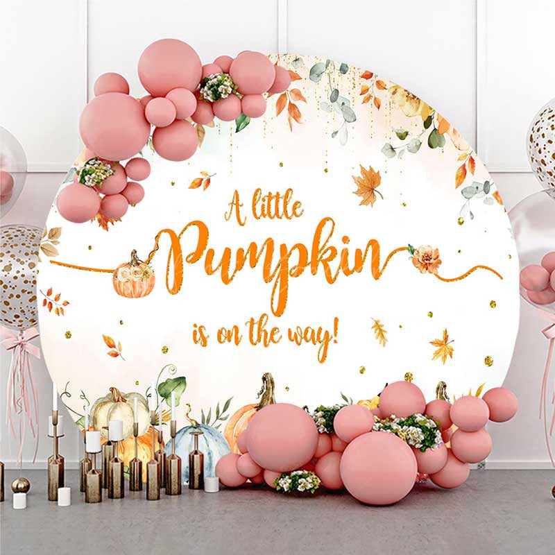 Lofaris A Little Pumpkin is on the Way Round Backdrop Watercolor Autumn Pumpkins Fall Themed Baby Shower Photo Prop