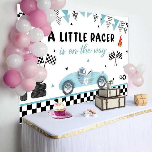 Lofaris A Little Racer Is On The Way Baby Shower Backdrop