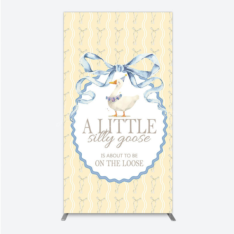 Lofaris A Little Silly Goose is on the Loose Rectangle Backdrop Watercolor Animal Theme Gender Neutral Baby Shower Decor