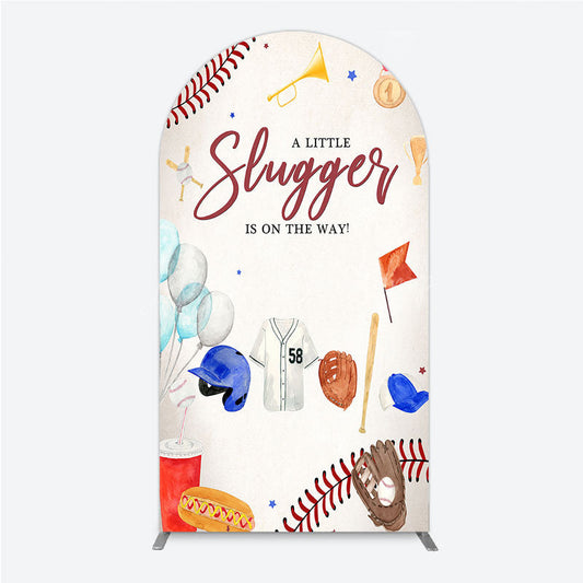 Lofaris A Little Slugger is on the Way Arch Backdrop Baseball Themed Baby Shower Rookie of The Year Party Photo Prop
