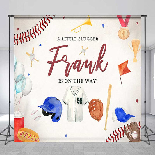 Lofaris A Little Slugger is on the Way Custom Backdrop Baseball Themed Baby Shower Rookie of The Year Party Photo Prop
