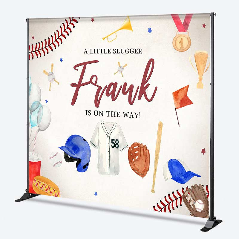 Lofaris A Little Slugger is on the Way Custom Backdrop Baseball Themed Baby Shower Rookie of The Year Party Photo Prop