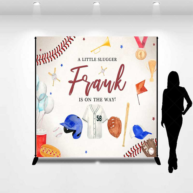 Lofaris A Little Slugger is on the Way Custom Backdrop Baseball Themed Baby Shower Rookie of The Year Party Photo Prop