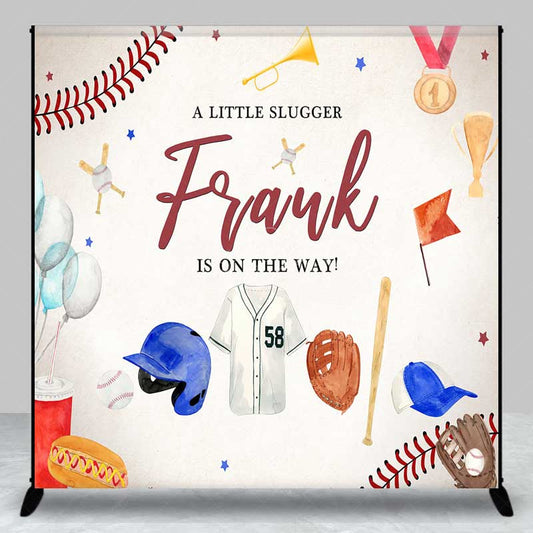 Lofaris A Little Slugger is on the Way Custom Backdrop Baseball Themed Baby Shower Rookie of The Year Party Photo Prop
