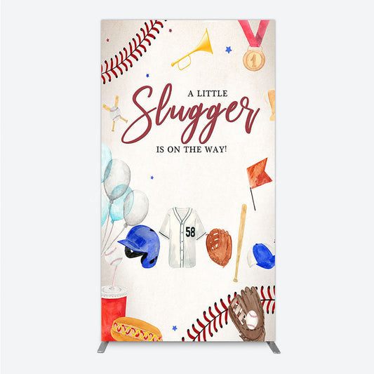 Lofaris A Little Slugger is on the Way Rectangle Backdrop Baseball Themed Baby Shower Rookie of The Year Party Photo Prop
