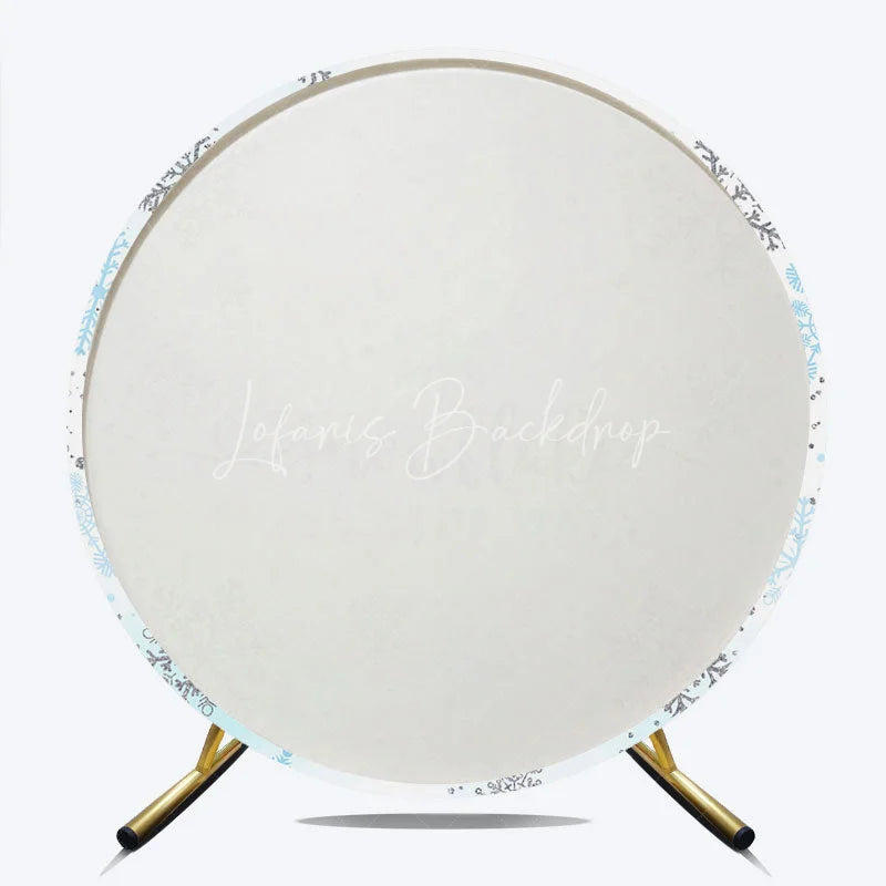 Lofaris A Little Snowflake is on the Way Round Backdrop Blue and Silver Winter Wonderland Baby Shower Party Decor