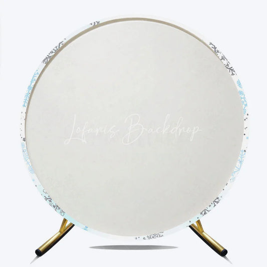 Lofaris A Little Snowflake is on the Way Round Backdrop Blue and Silver Winter Wonderland Baby Shower Party Decor