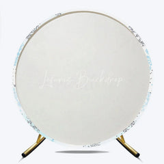 Lofaris A Little Snowflake is on the Way Round Backdrop Blue and Silver Winter Wonderland Baby Shower Party Decor