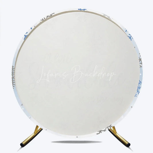 Lofaris A Little Snowflake Is On The Way Round Backdrop Winter Blue Baby Shower Decor