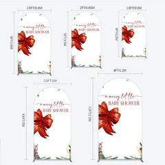 Lofaris A Merry Little Baby Shower Arch Backdrop Christmas Holiday Theme with Red Bow Winter Botanical Party Decor