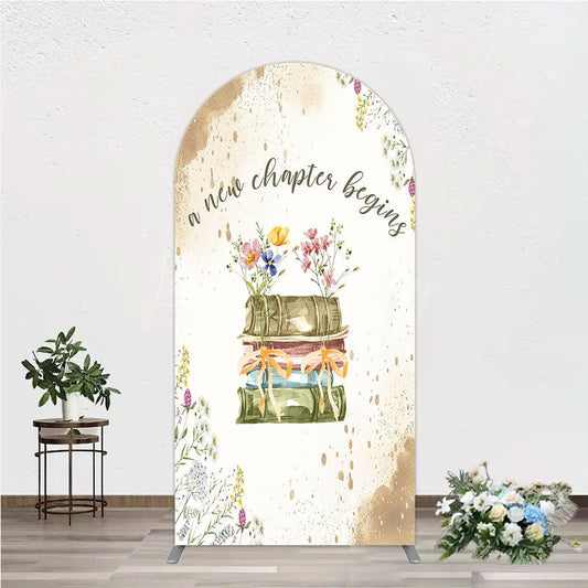Lofaris A New Chapter Begins Baby Shower Arch Backdrop Watercolor Books and Wildflowers Book Themed Welcome Sign Decor