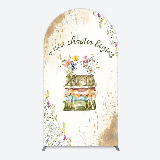 Lofaris A New Chapter Begins Baby Shower Arch Backdrop Watercolor Books and Wildflowers Book Themed Welcome Sign Decor