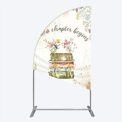 Lofaris A New Chapter Begins Baby Shower Half Moon Arch Backdrop Watercolor Books and Wildflowers Book Themed Welcome Sign Decor