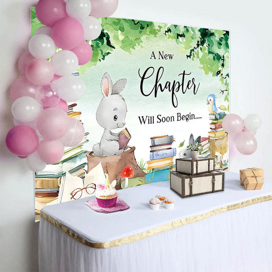 Lofaris A New Chapter Will Soon Begin Baby Shower Backdrop