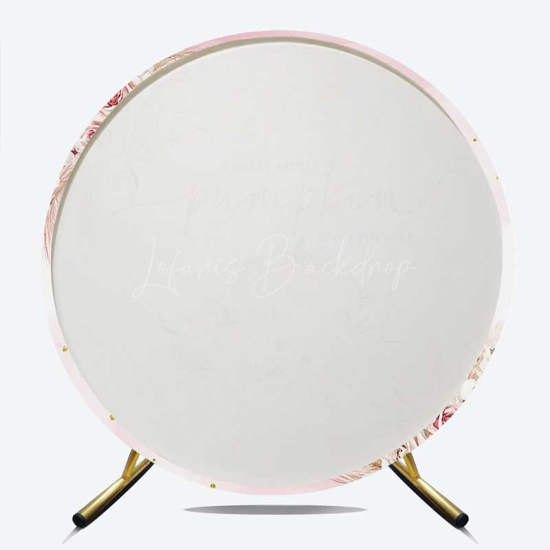 Lofaris A Sweet Little Pumpkin is on the Way Round Backdrop Boho Pink and Roses Girl Baby Shower Photo Prop