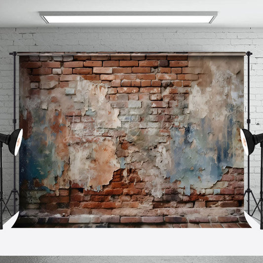 Lofaris Abandoned Brick Wall Peeling Plaster Cracks Backdrop
