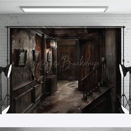 Lofaris Abandoned Haunted Mansion Photography Backdrop Derelict Hallway for Horror Photos Spooky House Interior Studio