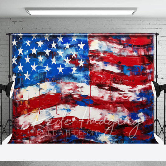 Lofaris Abstract American Flag Independence Day Photo Backdrop
