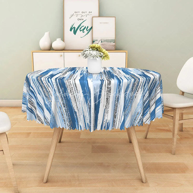 Lofaris Abstract Art Round Tablecloth with Brushstroke Stripes for Modern and Contemporary Kitchen Dining Decor