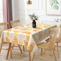Lofaris Abstract Autumn Leaves Rectangle Tablecloth Yellow and Orange Modern Art Foliage Fall Season Kitchen Dining Decor