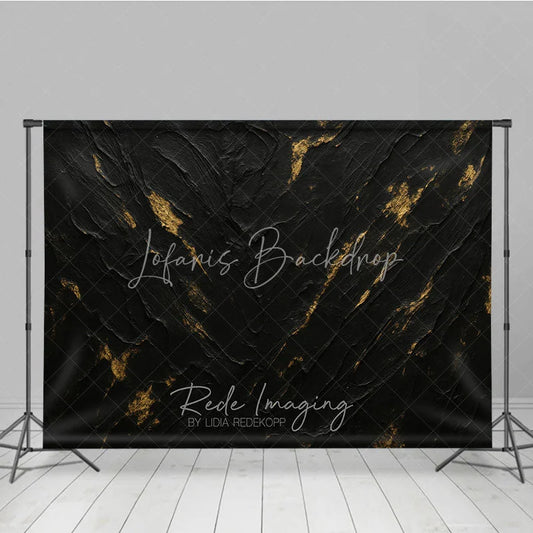 Lofaris Abstract Black and Gold Textured Photography Backdrop Artistic Dark Luxury Background for Professional Studio Shoots