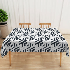 Lofaris Abstract Black and White Geometric Rectangle Tablecloth for Modern Contemporary Dining Room Decor