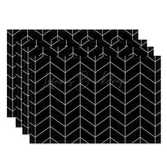 Lofaris Abstract Black and White Lines Pattern Set of 4 Placemats Modern Minimalist Design for Contemporary Dining
