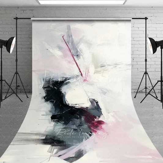 Lofaris Abstract Black and White Paint Backdrop Minimalist Grey Pink Art Photography Background