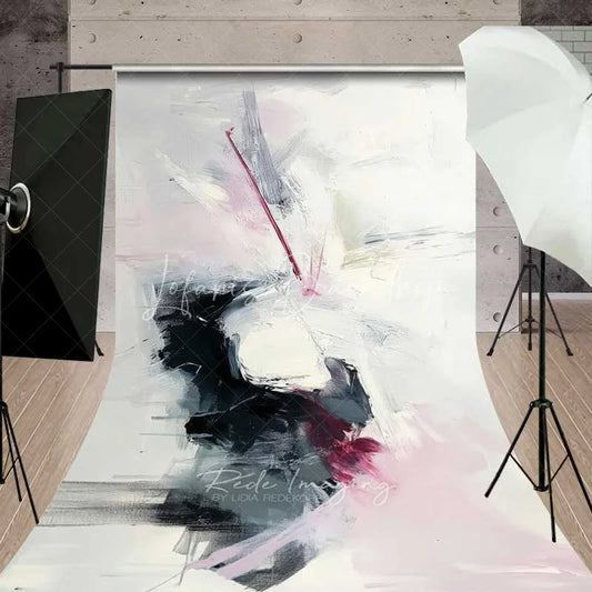 Lofaris Abstract Black and White Paint Backdrop Minimalist Grey Pink Art Photography Background