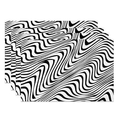 Lofaris Abstract Black and White Wavy Line Set of 4 Placemats for Modern Minimalist Contemporary Dining